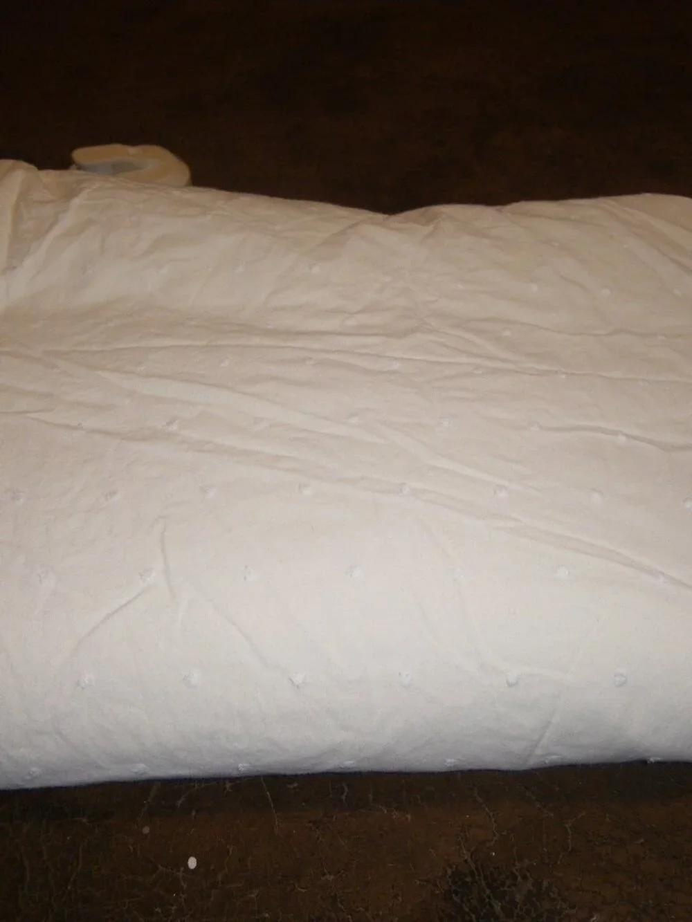Yves Delprmr Paris 100% Cotton Duvet Cover Off White w/ White Embossed Polka Dot